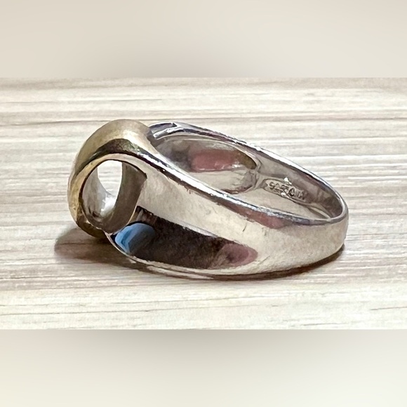 Designer Pranda CNA Sterling Silver & Gold Modernist Ribbon Ring, Size 8, 7.5G - Picture 3 of 10